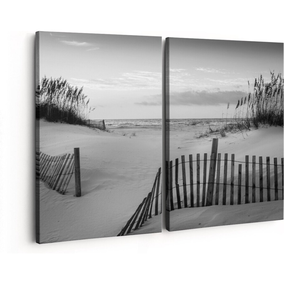 Artaza Canvas Schilderij Tweeluik Strand en Zee - Zwart Wit - 160x120 - Groot - Foto Op Canvas - Canvas Print Artaza Canvas Schilderij Tweeluik Strand en Zee - Zwart Wit - 160x120 - Groot - Foto Op Canvas - Canvas Print afbeelding 1