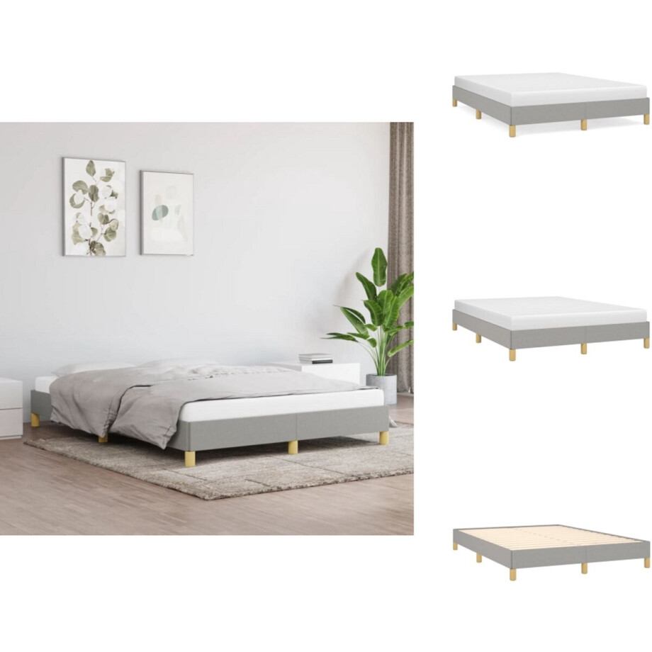 vidaXL Bedframe - Bedframe - Bed - Slaapmeubel - Bedframe zonder matras stof lichtgrijs 140x200 cm afbeelding 1