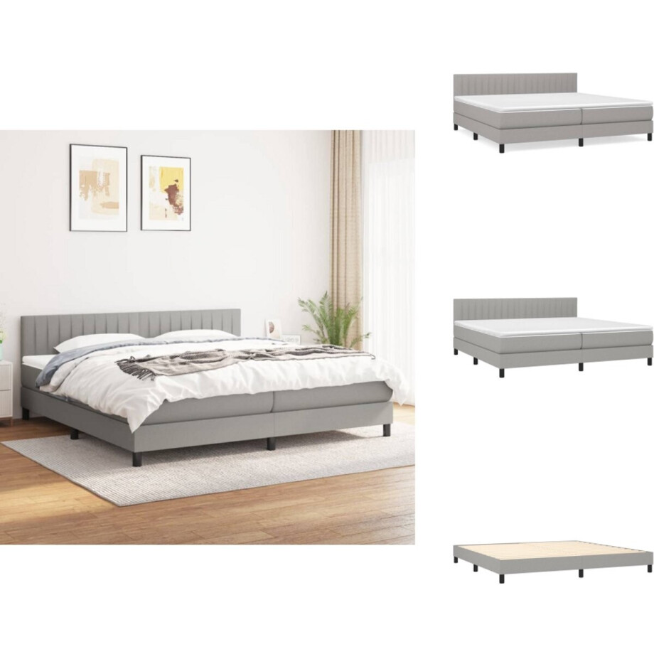 vidaXL Boxspring - Boxsprings - Bed - Slaapmeubel - Boxspring met matras stof lichtgrijs 200x200 cm vidaXL Boxspring - Boxsprings - Bed - Slaapmeubel - Boxspring met matras stof lichtgrijs 200x200 cm afbeelding 1