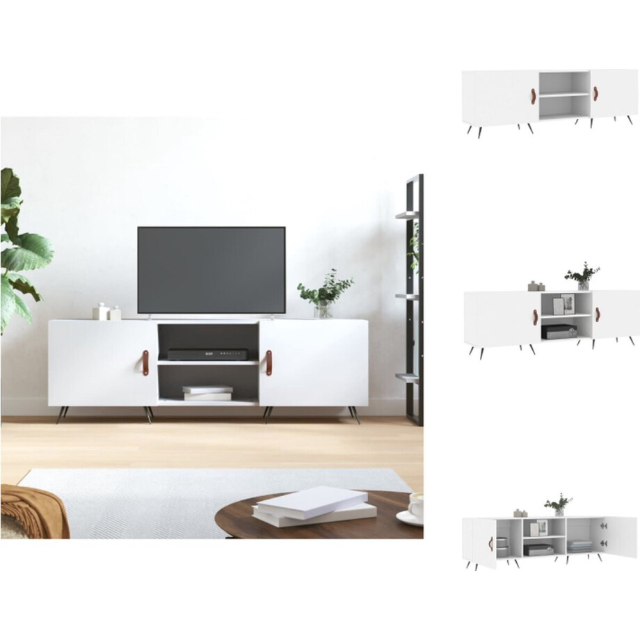 vidaXL Tv-meubel - Tv-meubelen - Tv Kast - Opbergkast - Tv-meubel 150x30x50 cm bewerkt hout wit afbeelding 1