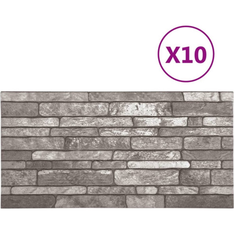 vidaXL - 11 - st - Wandpanelen - 3D - donkergrijze - baksteen - EPS vidaXL - 11 - st - Wandpanelen - 3D - donkergrijze - baksteen - EPS afbeelding 1