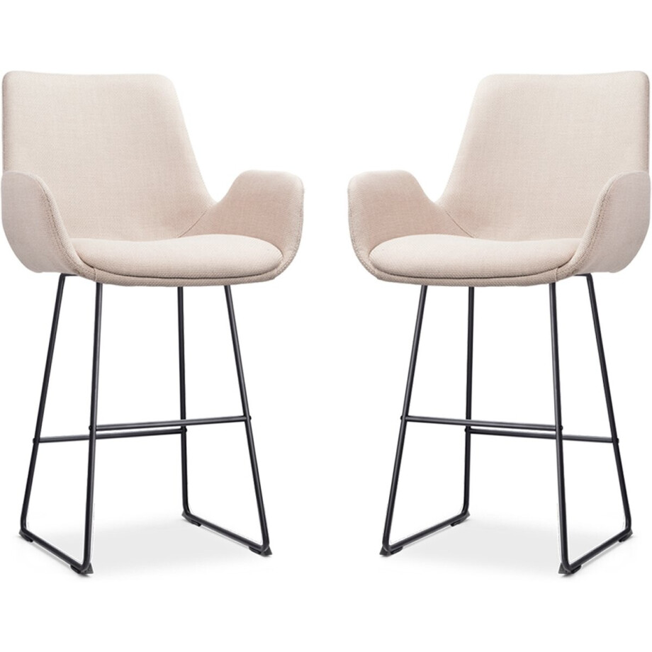 Nolon Nino-Eef Barkrukken Set van 2 Beige - met Armleuning - Zwart Onderstel - 65 cm - Voor Kookeiland - Barkruk met Rugleuning - Lage Armleuning - Scandinavisch Nolon Nino-Eef Barkrukken Set van 2 Beige - met Armleuning - Zwart Onderstel - 65 cm - Voor Kookeiland - Barkruk met Rugleuning - Lage Armleuning - Scandinavisch afbeelding 1