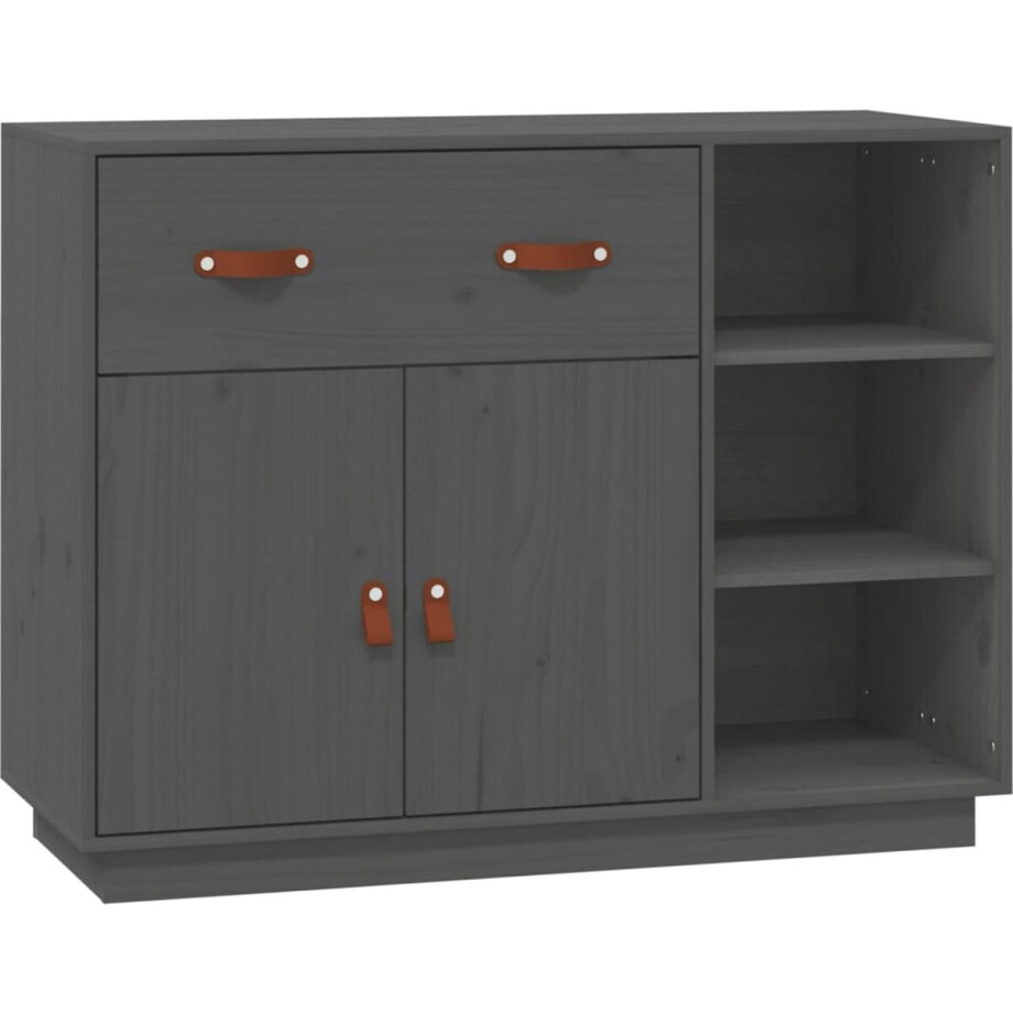 vidaXL - Dressoir - 98,5x40x75 - cm - massief - grenenhout - grijs vidaXL - Dressoir - 98,5x40x75 - cm - massief - grenenhout - grijs afbeelding 1