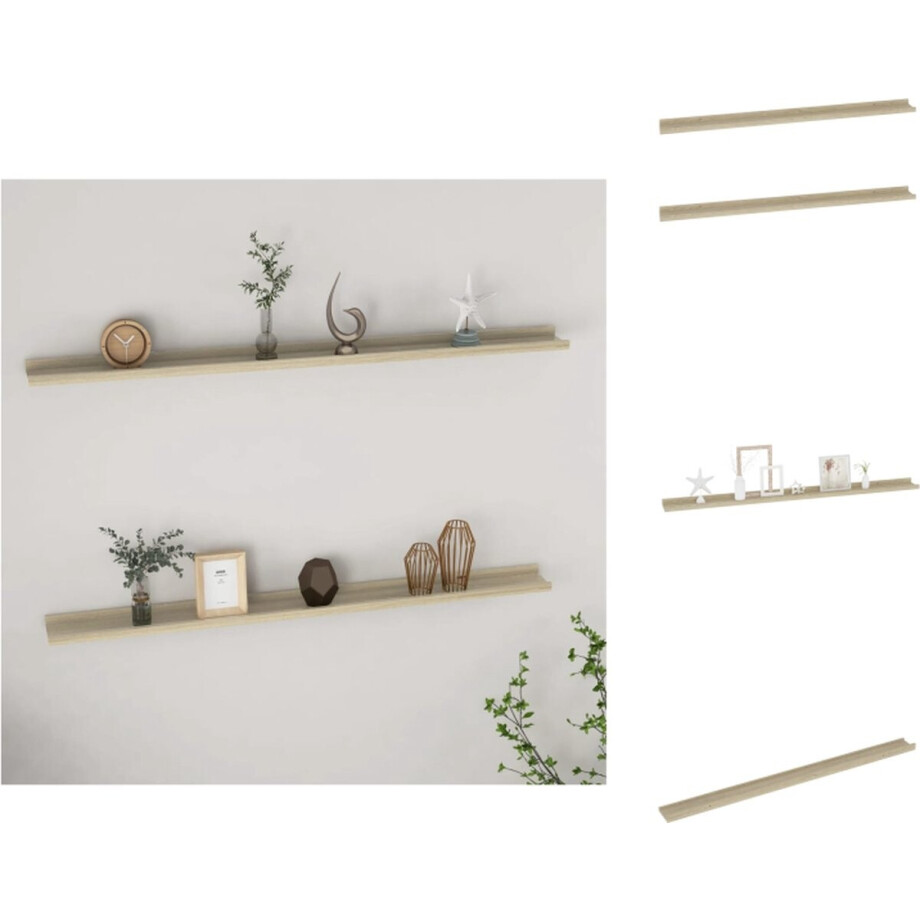 vidaXL Plank - Planken - Schap - Schappen - Wandschappen 2 st 115x9x3 cm sonoma eikenkleurig afbeelding 1