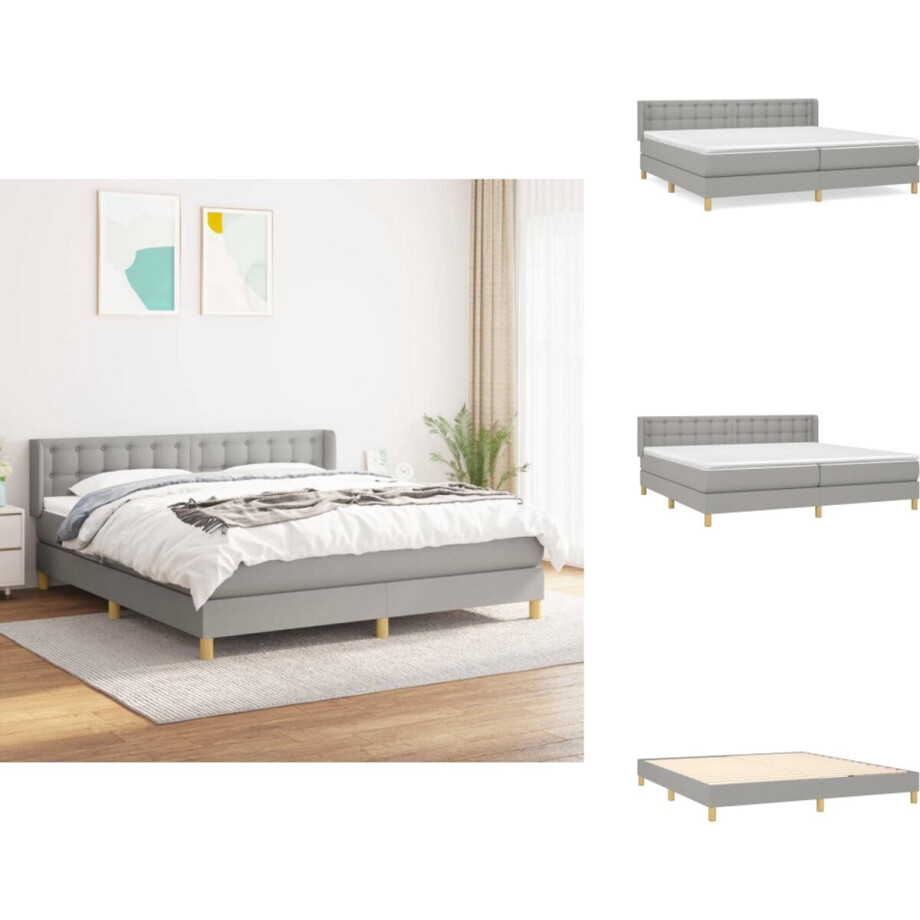 vidaXL Boxspring - Boxsprings - Bed - Slaapmeubel - Boxspring met matras stof lichtgrijs 160x200 cm vidaXL Boxspring - Boxsprings - Bed - Slaapmeubel - Boxspring met matras stof lichtgrijs 160x200 cm afbeelding 1