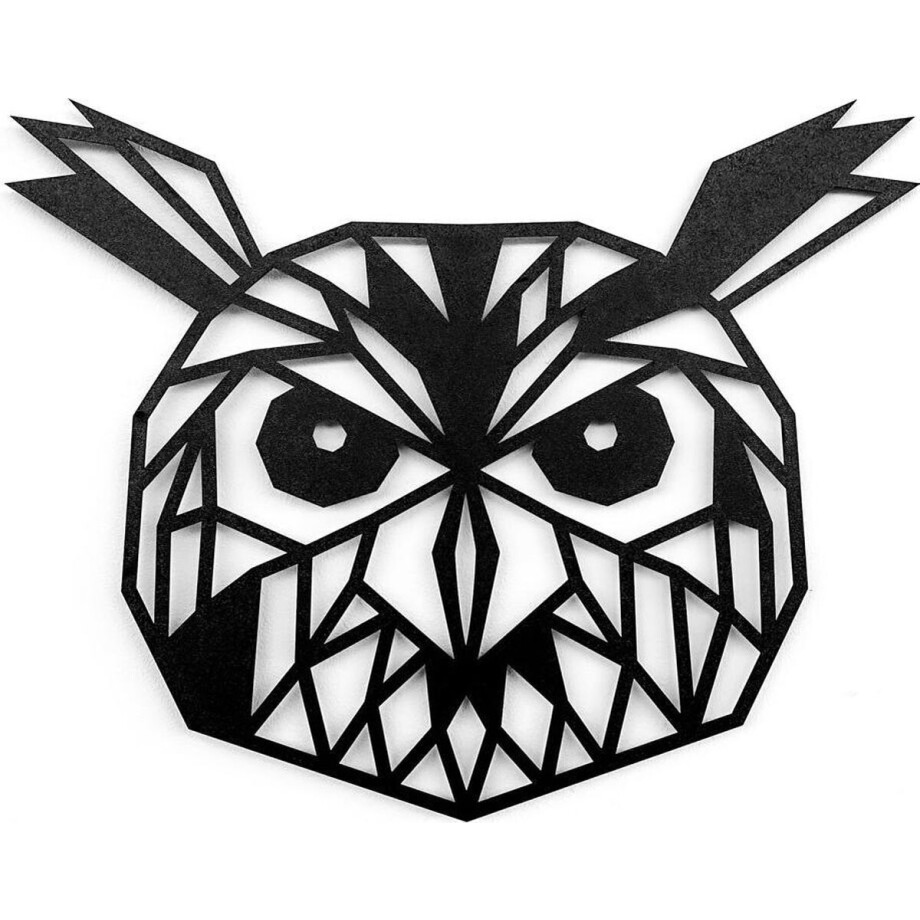Houten Dierenkop • Houten Uil • Dierenkop Uil • Groot • Zwart MDF • Houten Dier • Wandecoratie afbeelding 1