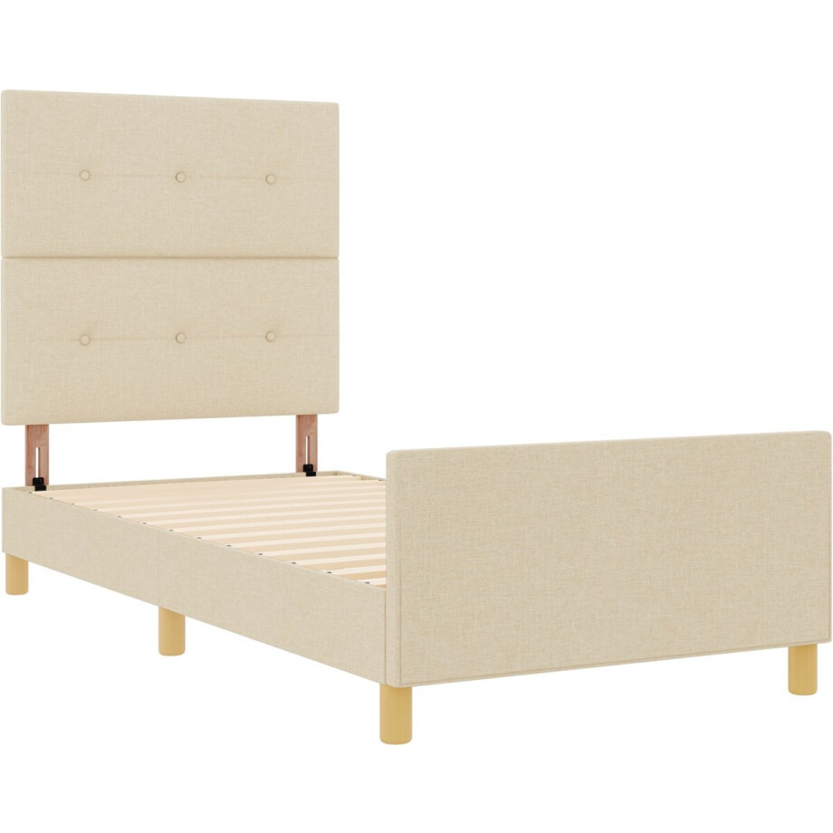 vidaXL - Bedframe - met - hoofdeinde - Crème - 80 - x - 200 - cm - Stof afbeelding 1
