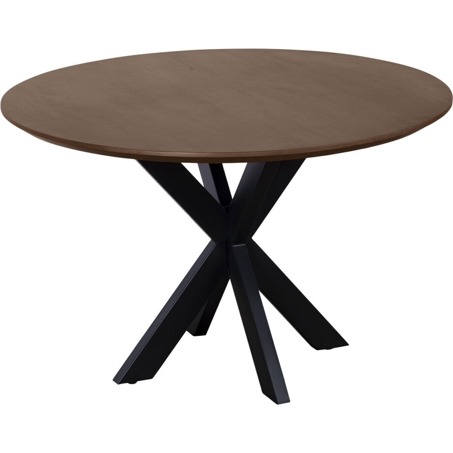 QUVIO Eettafel Sofia - Rond - Ø 130 cm - Stalen kruispoot - FSC® gecertificeerd mangohout - Bruin afbeelding 1