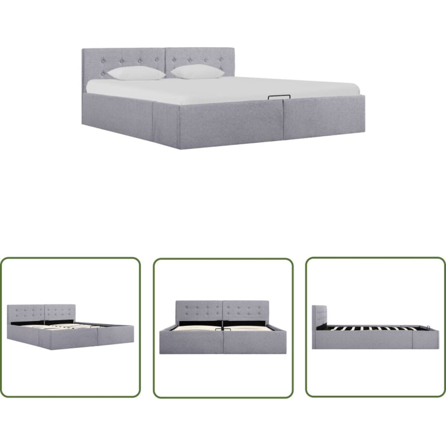 vidaXL Boxspring Bed - Stof Bed - Bedframe met hydraulische opslag stof lichtgrijs 160x200 cm - Dubbel Bed - Elektrisch Verstelbaar Bed - Opbergbed vidaXL Boxspring Bed - Stof Bed - Bedframe met hydraulische opslag stof lichtgrijs 160x200 cm - Dubbel Bed - Elektrisch Verstelbaar Bed - Opbergbed afbeelding 1