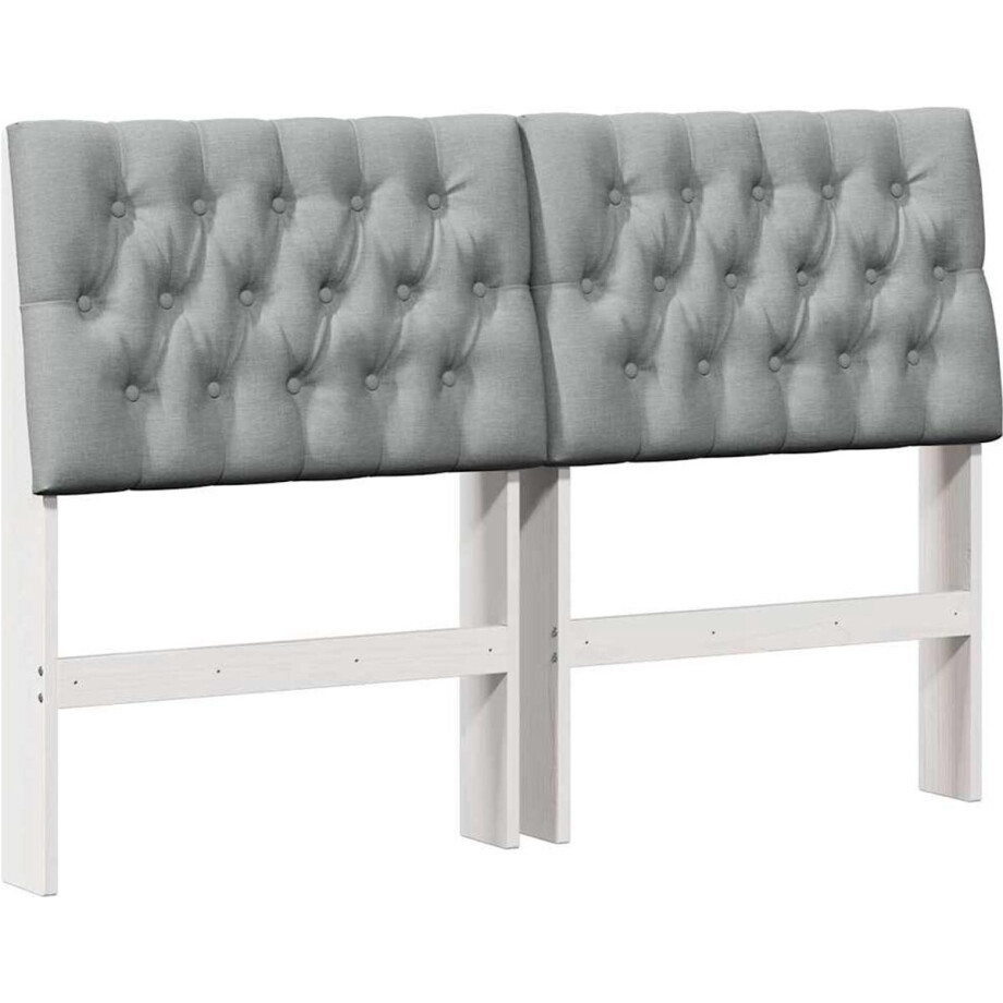 vidaXL - Gestoffeerd - hoofdbord - Lichtgrijs - 160 - cm - Massief - grenenhout vidaXL - Gestoffeerd - hoofdbord - Lichtgrijs - 160 - cm - Massief - grenenhout afbeelding 1