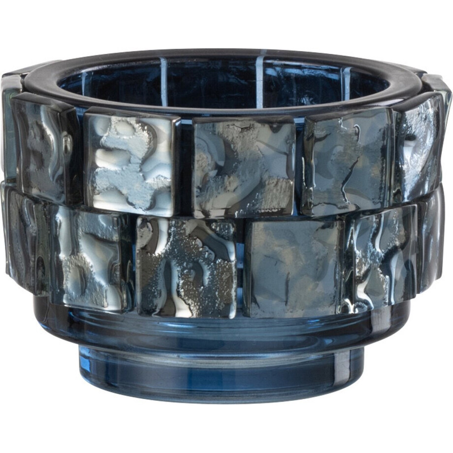 J-Line theelichthouder Vierkant mozaiek - glas - donkerblauw - small afbeelding 1