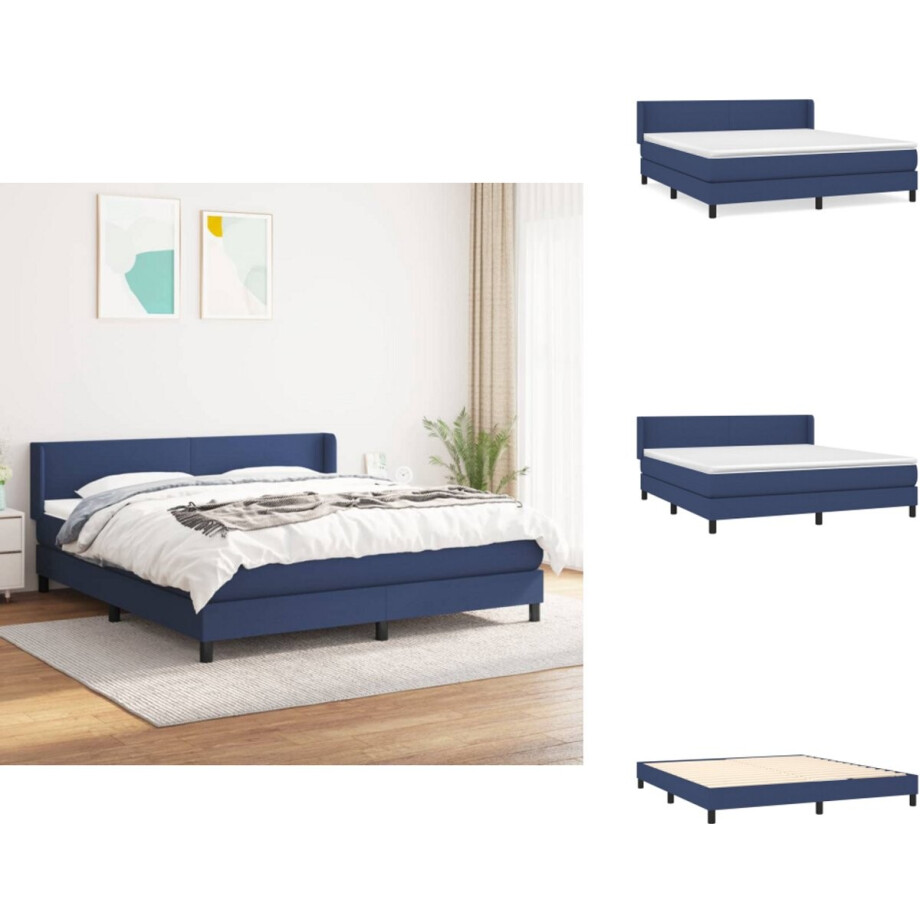 vidaXL Boxspring - Boxsprings - Bed - Slaapmeubel - Boxspring met matras stof blauw 180x200 cm vidaXL Boxspring - Boxsprings - Bed - Slaapmeubel - Boxspring met matras stof blauw 180x200 cm afbeelding 1