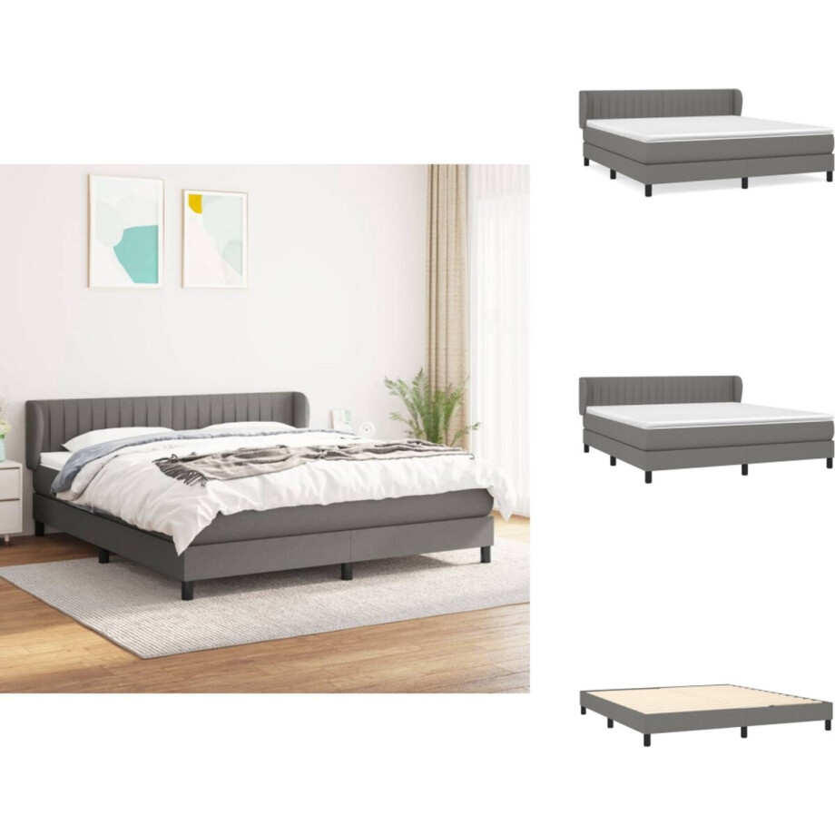 vidaXL Boxspring - Boxsprings - Bed - Slaapmeubel - Boxspring met matras stof donkergrijs 160x200 cm vidaXL Boxspring - Boxsprings - Bed - Slaapmeubel - Boxspring met matras stof donkergrijs 160x200 cm afbeelding 1