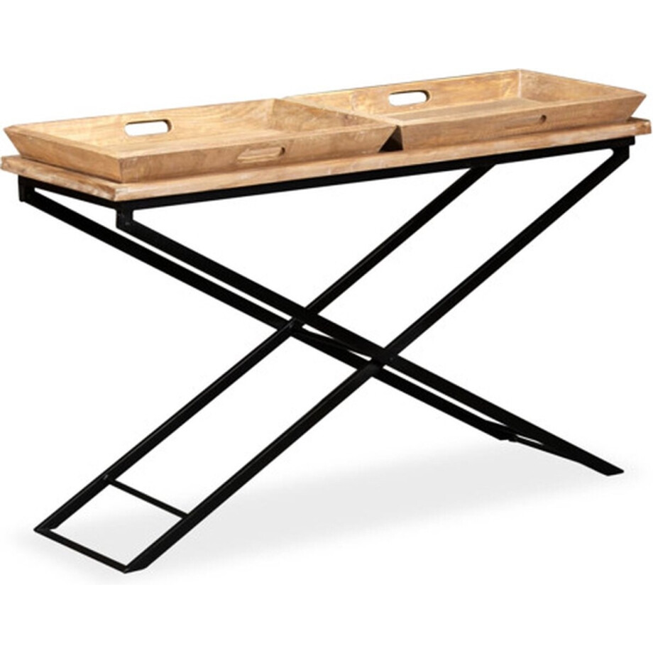 vidaXL - Wandtafel - 130x40x80 - cm - massief - mangohout afbeelding 1