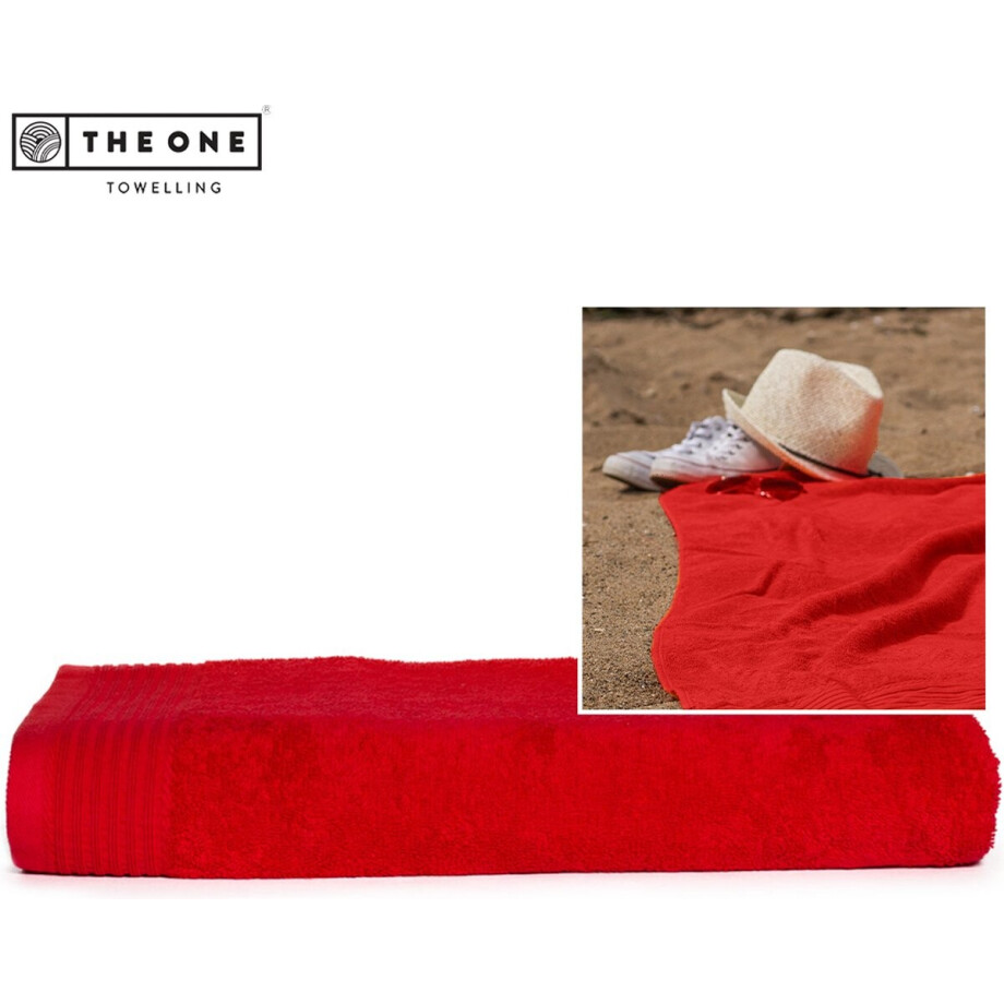 The One Towelling Classic Strandlaken - 100 x 180 cm - Strand handdoek - Hoge vochtopname - 100% Gekamd katoen - Rood afbeelding 1