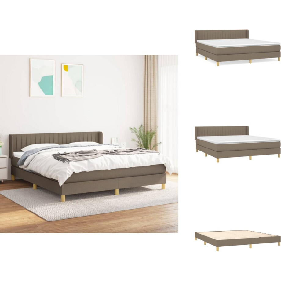 vidaXL Boxspring - Boxsprings - Bed - Slaapmeubel - Boxspring met matras stof taupe 160x200 cm afbeelding 1