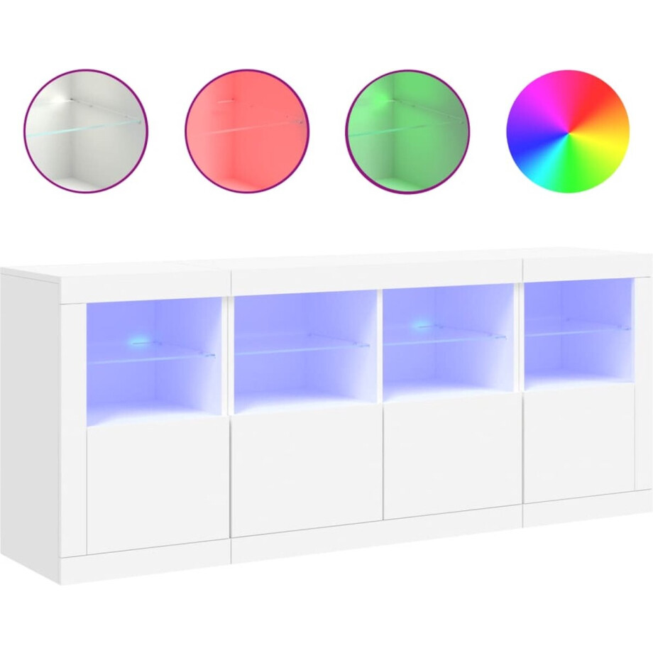 vidaXL - Dressoir - met - LED-verlichting - 163x37x67 - cm - wit afbeelding 1