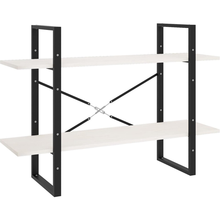 vidaXL Boekenkast - 2 schappen - Wit - Grenenhout Boekenkast - Houten Boekenkast - Industrieel Design - Bibliotheek - Opbergruimte vidaXL Boekenkast - 2 schappen - Wit - Grenenhout Boekenkast - Houten Boekenkast - Industrieel Design - Bibliotheek - Opbergruimte afbeelding 1