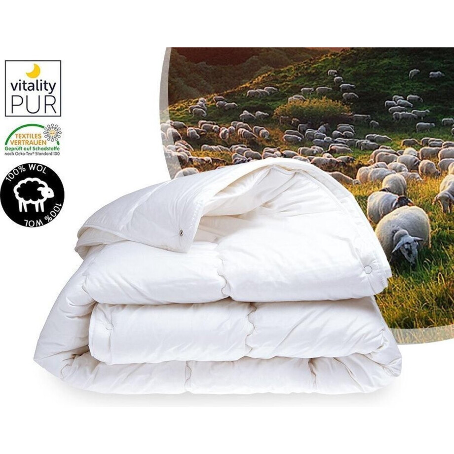 Wollen dekbed - Texel Comfort - 4-seizoenen dekbed - Tijk 100% perkal katoen - 200x220cm Wollen dekbed - Texel Comfort - 4-seizoenen dekbed - Tijk 100% perkal katoen - 200x220cm afbeelding 1