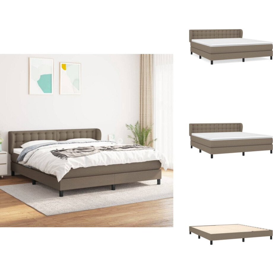 vidaXL Boxspring - Boxsprings - Bed - Slaapmeubel - Boxspring met matras stof taupe 180x200 cm afbeelding 1
