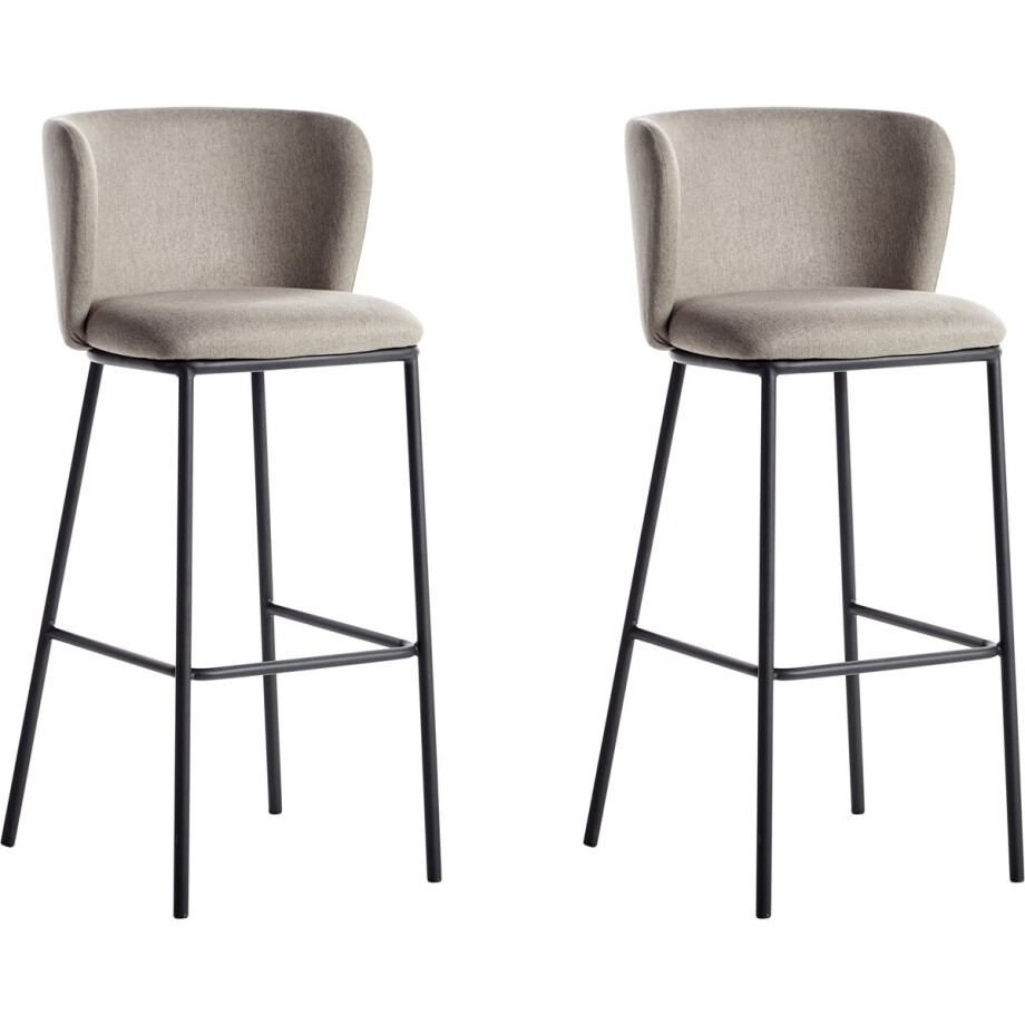 BELIANI MINA - Barkruk set van 2 - Taupe - Polyester afbeelding 1