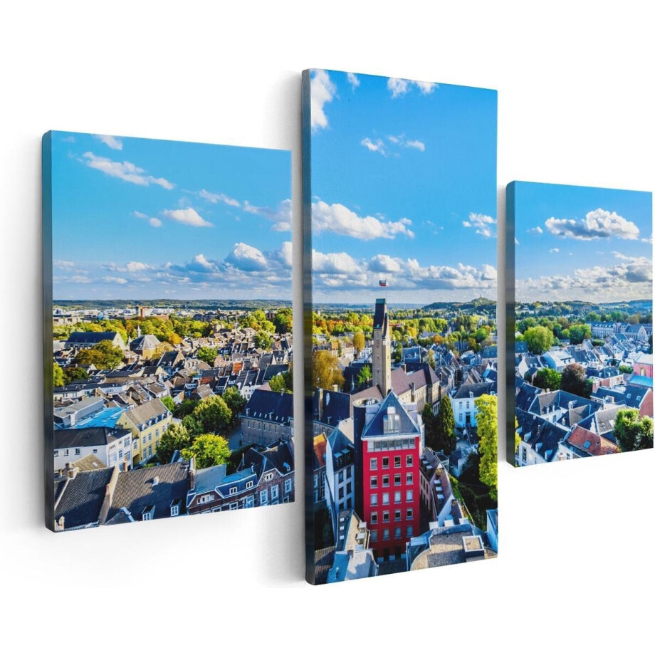 Artaza Canvas Schilderij Drieluik Maastricht Stad met Huizen - 90x60 - Foto Op Canvas - Canvas Print afbeelding 1