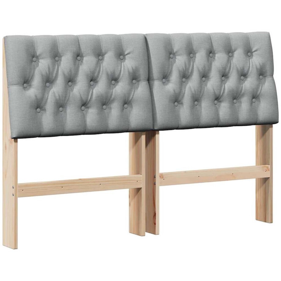 vidaXL - Gestoffeerd - hoofdbord - Lichtgrijs - 135 - cm - Massief - grenenhout vidaXL - Gestoffeerd - hoofdbord - Lichtgrijs - 135 - cm - Massief - grenenhout afbeelding 1