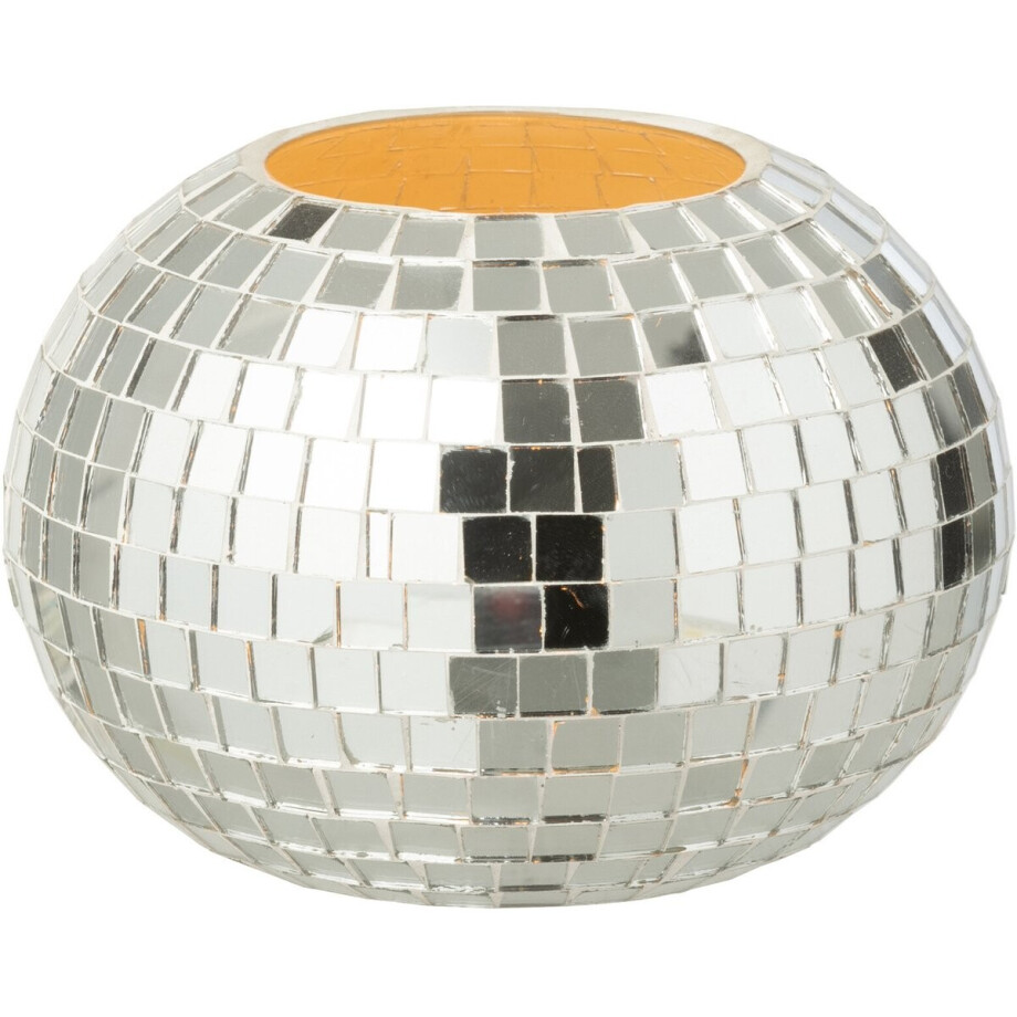 J-Line kaarshouder Bal Mozaïek - glas - zilver afbeelding 1