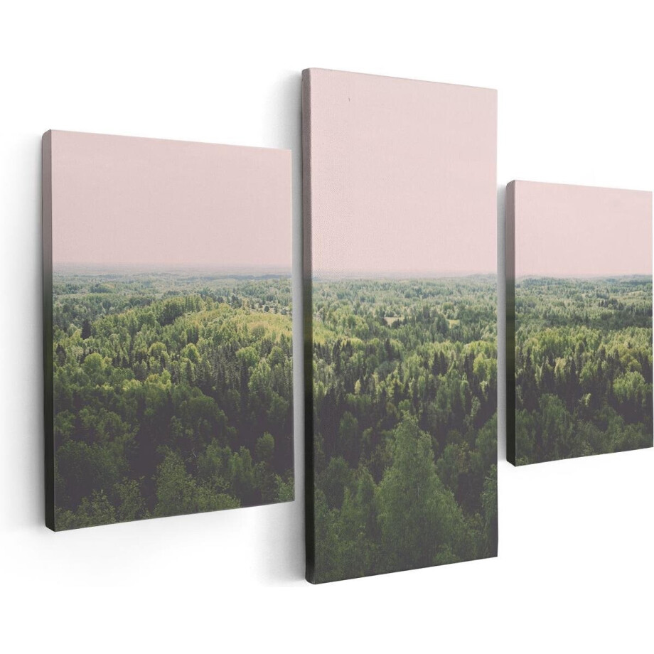 Artaza Canvas Schilderij Drieluik Eindeloze Bos Met Groene Bomen - 90x60 - Foto Op Canvas - Canvas Print Artaza Canvas Schilderij Drieluik Eindeloze Bos Met Groene Bomen - 90x60 - Foto Op Canvas - Canvas Print afbeelding 1