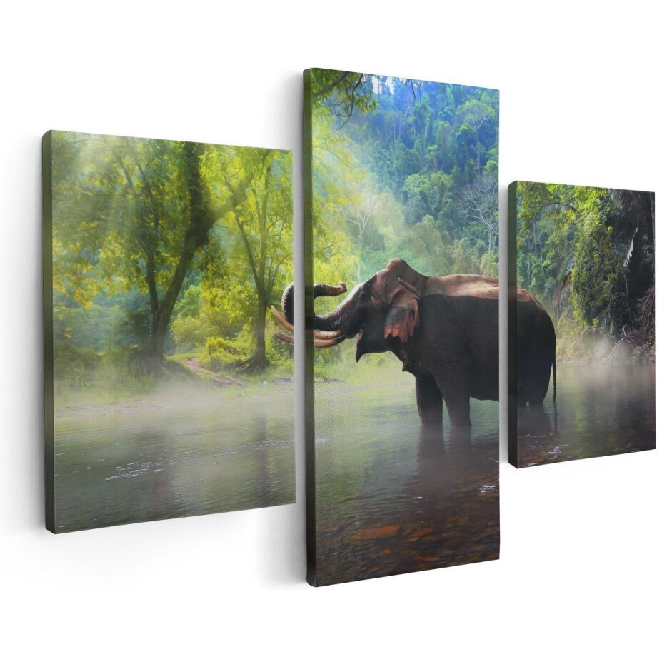 Artaza Canvas Schilderij Drieluik Olifant In Het Water - 90x60 - Foto Op Canvas - Canvas Print Artaza Canvas Schilderij Drieluik Olifant In Het Water - 90x60 - Foto Op Canvas - Canvas Print afbeelding 1