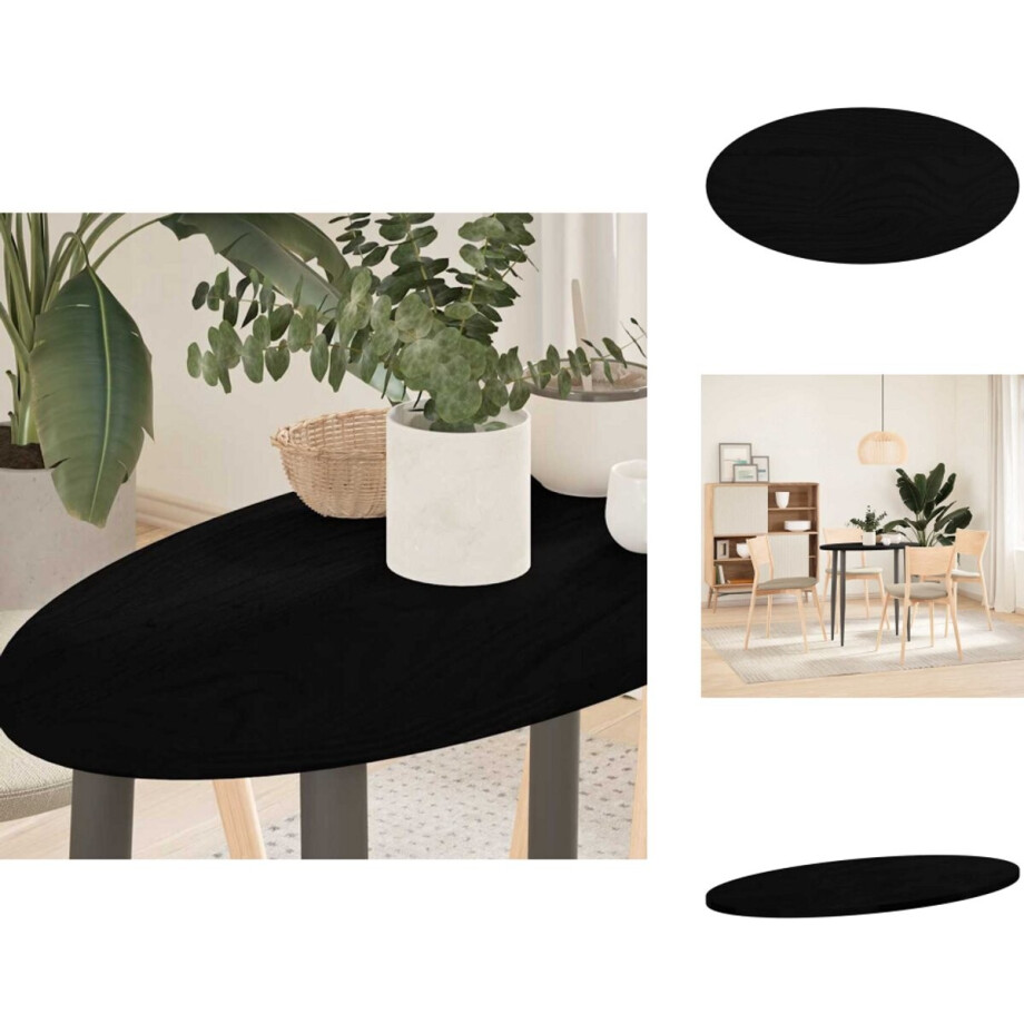 vidaXL Tafelblad - Tafelbladen - Salontafelblad - Bijzettafelblad - Tafelblad 80x40x2 cm ovaal massief eikenhout donkerbruin afbeelding 1