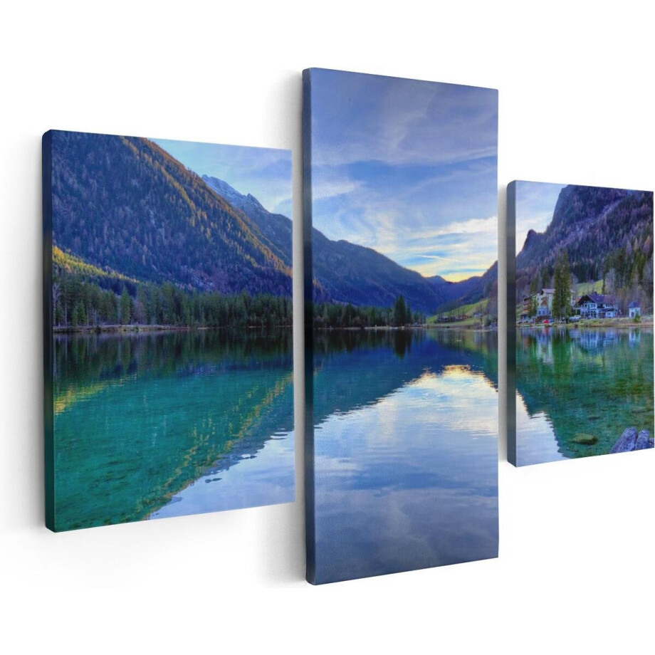 Artaza Canvas Schilderij Drieluik Meer Met Weerkaatsing In De Bergen - 90x60 - Foto Op Canvas - Canvas Print Artaza Canvas Schilderij Drieluik Meer Met Weerkaatsing In De Bergen - 90x60 - Foto Op Canvas - Canvas Print afbeelding 1