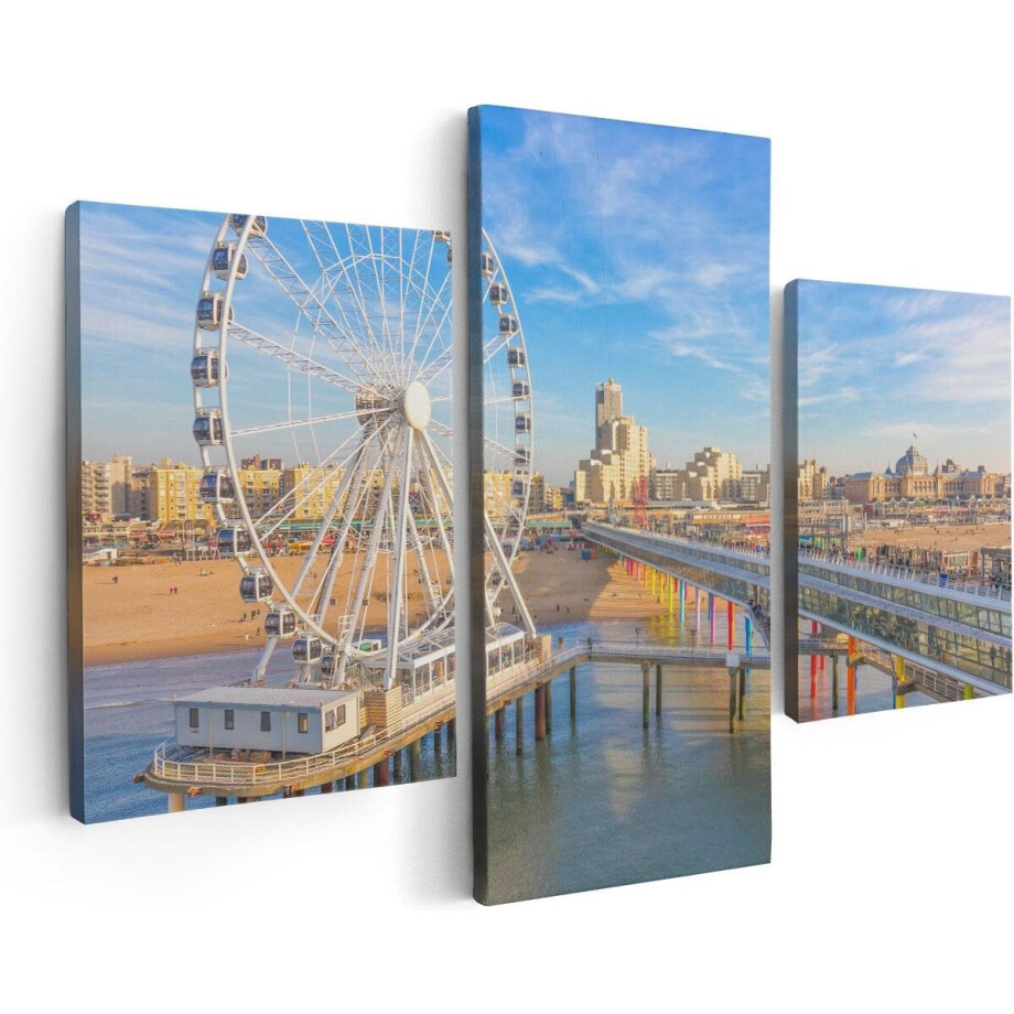Artaza Canvas Schilderij Drieluik Scheveningen Pier met de Ferris Wheel - Reuzenrad - 90x60 - Foto Op Canvas - Canvas Print Artaza Canvas Schilderij Drieluik Scheveningen Pier met de Ferris Wheel - Reuzenrad - 90x60 - Foto Op Canvas - Canvas Print afbeelding 1