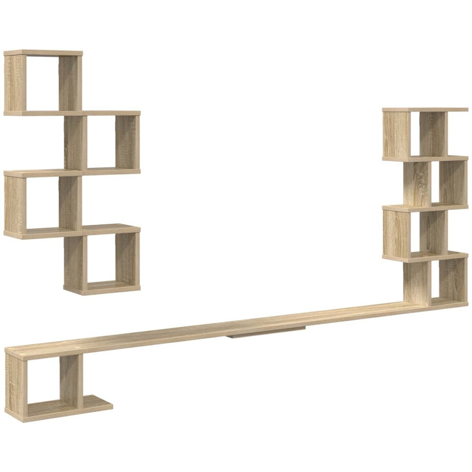 vidaXL - Wandgemonteerd - TV - Rek - Sonoma - Eiken - 160 - x - 15 - x - 94 - cm afbeelding 