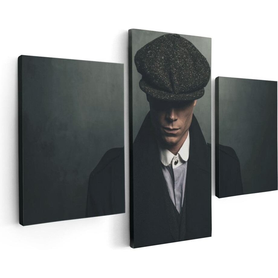 Artaza Canvas Schilderij Drieluik Engelse Gangster Met Een Pet Uit Jaren 1920  - 90x60 - Foto Op Canvas - Canvas Print afbeelding 1