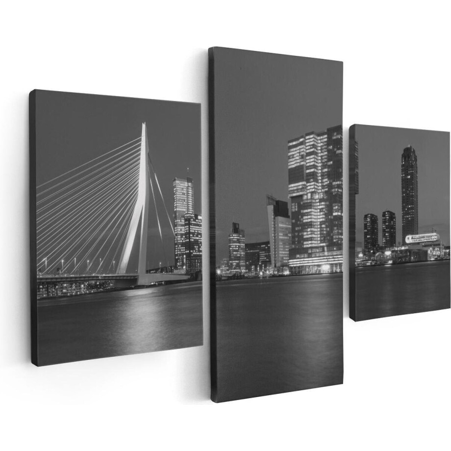 Artaza Canvas Schilderij Drieluik Rotterdamse Skyline - Zwart Wit - 90x60 - Foto Op Canvas - Canvas Print Artaza Canvas Schilderij Drieluik Rotterdamse Skyline - Zwart Wit - 90x60 - Foto Op Canvas - Canvas Print afbeelding 1