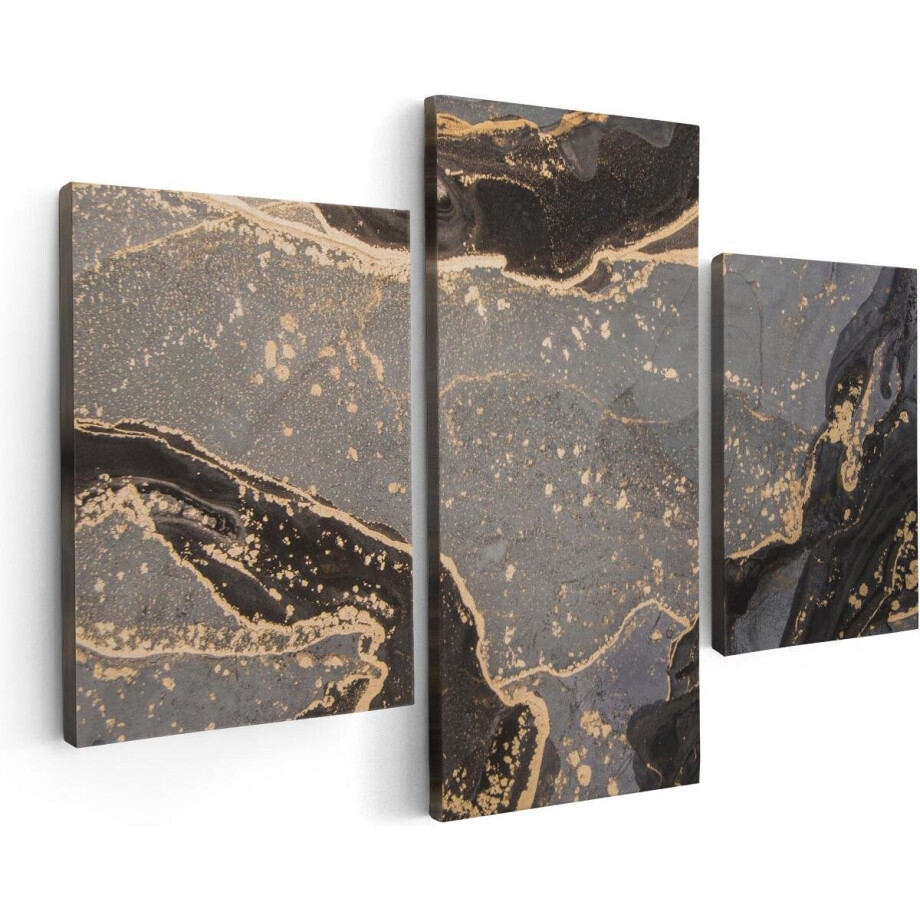 Artaza Canvas Schilderij Drieluik Abstracte Kunst Grijs Marmer - 90x60 - Foto Op Canvas - Canvas Print afbeelding 1