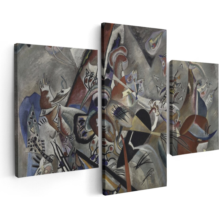 Artaza Canvas Schilderij Drieluik In Grijs - Wassily Kandinsky - 180x120 - Groot - Foto Op Canvas - Canvas Print Artaza Canvas Schilderij Drieluik In Grijs - Wassily Kandinsky - 180x120 - Groot - Foto Op Canvas - Canvas Print afbeelding 1