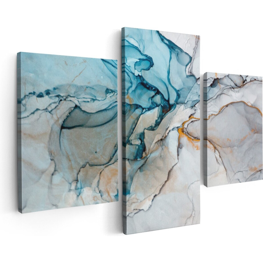 Artaza Canvas Schilderij Drieluik Abstracte Kunst - Blauwe Grijze Marmer - 180x120 cm - Groot - Wanddecoratie Woonkamer - Schilderijen - Muurdecoratie Artaza Canvas Schilderij Drieluik Abstracte Kunst - Blauwe Grijze Marmer - 180x120 cm - Groot - Wanddecoratie Woonkamer - Schilderijen - Muurdecoratie afbeelding 1