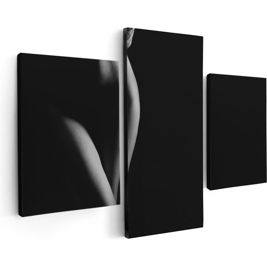 Artaza Canvas Schilderij Drieluik Naakte Vrouw Lichaam - Erotiek - 90x60 cm - Wanddecoratie Woonkamer - Schilderijen - Muurdecoratie afbeelding 1