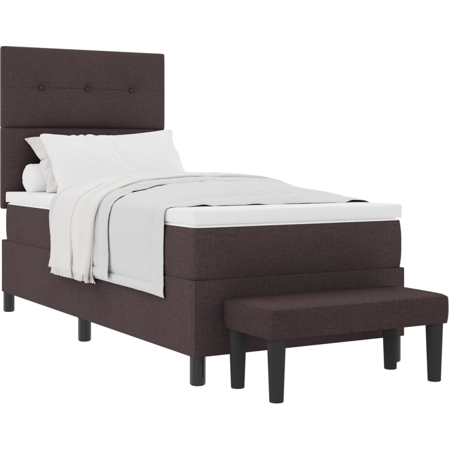 vidaXL - Boxspring - bed - met - hoofdeinde - Donkerbruin - 80 - x - 200 - cm - Stof afbeelding 1