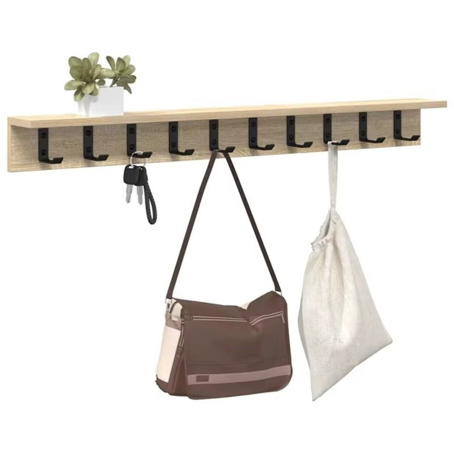 JOYNEXTBUY - Wandkapstok Sonoma Eiken – Wandgarderobe 100 cm – Kapstok 5 Haken – Moderne Wandkapstok voor Hal, Gang en Slaapkamer JOYNEXTBUY - Wandkapstok Sonoma Eiken – Wandgarderobe 100 cm – Kapstok 5 Haken – Moderne Wandkapstok voor Hal, Gang en Slaapkamer afbeelding 1
