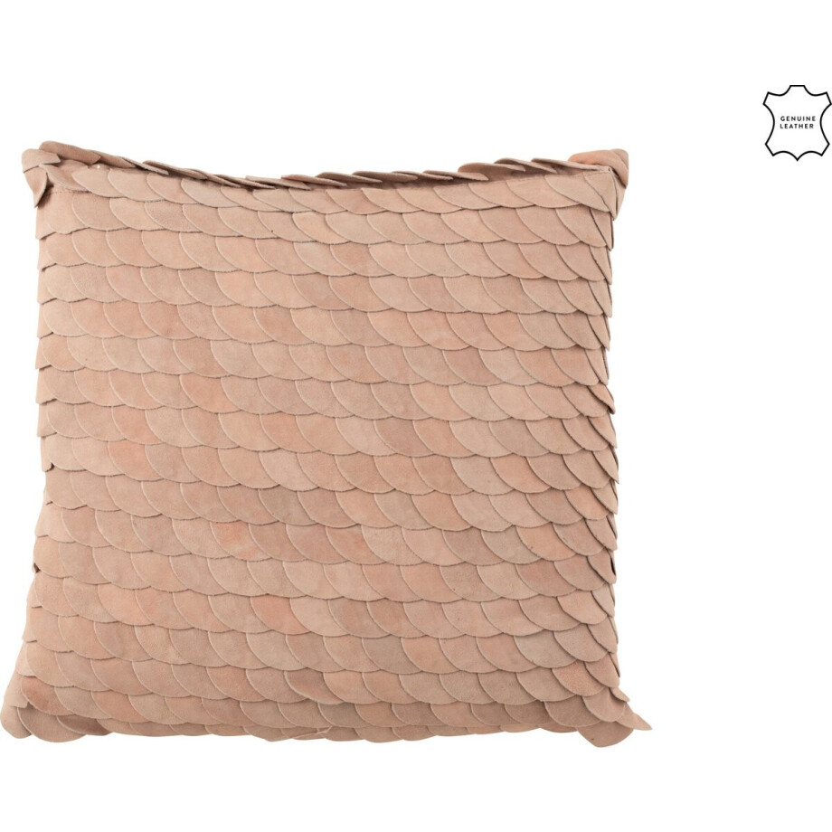 J-Line kussen Schub Vierkant - leer - roze afbeelding 1