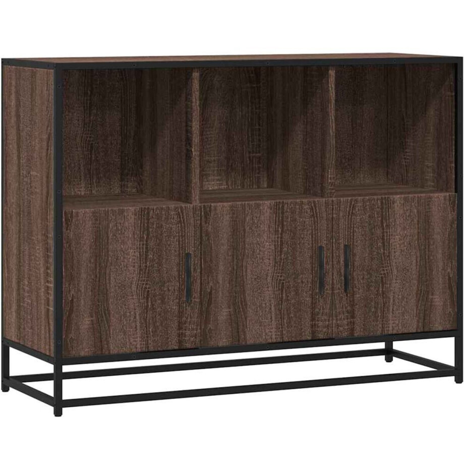 vidaXL - Dressoir - 100x35x76 - cm - bewerkt - hout - bruin - eikenkleur afbeelding 1