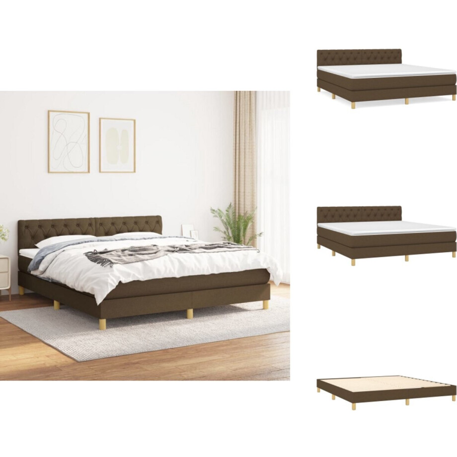 vidaXL Boxspring - Boxsprings - Bed - Slaapmeubel - Boxspring met matras stof donkerbruin 160x200 cm vidaXL Boxspring - Boxsprings - Bed - Slaapmeubel - Boxspring met matras stof donkerbruin 160x200 cm afbeelding 1