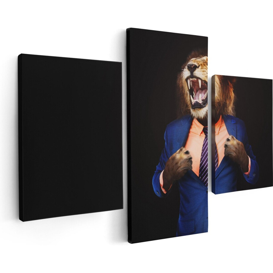 Artaza Canvas Schilderij Drieluik Leeuw In Pak - Leeuwenkop - 90x60 - Foto Op Canvas - Canvas Print Artaza Canvas Schilderij Drieluik Leeuw In Pak - Leeuwenkop - 90x60 - Foto Op Canvas - Canvas Print afbeelding 1