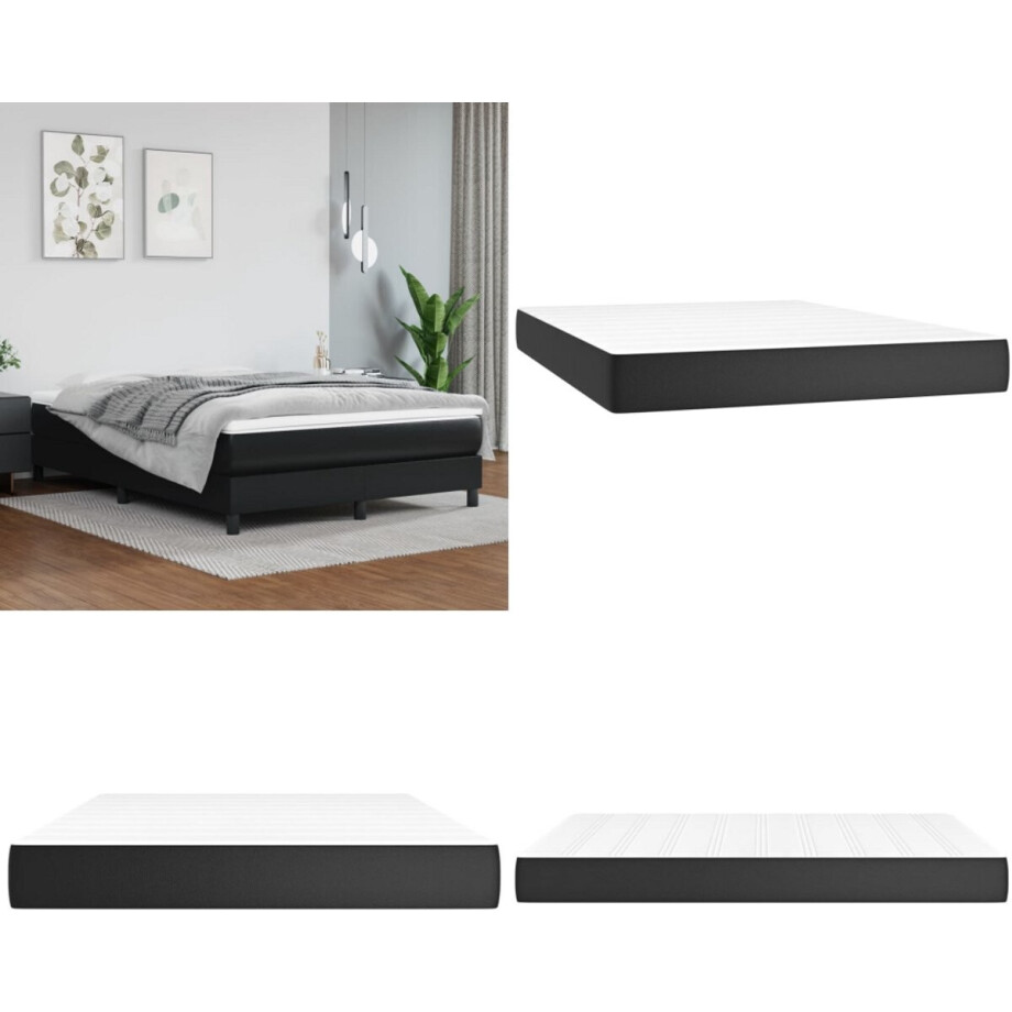 vidaXL Pocketveringmatras 140x200x20 cm kunstleer zwart - Pocketveringmatras - Pocketveringmatrassen - Matras - Pocketvering Matras afbeelding 1
