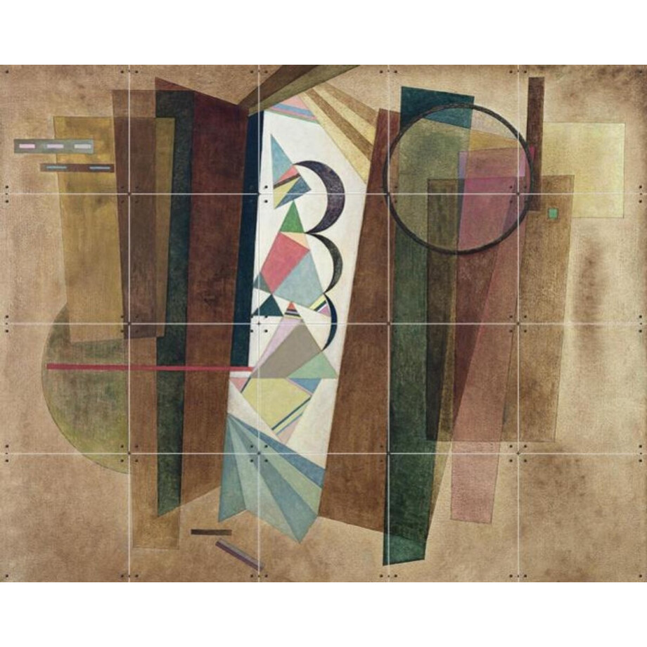 IXXI Development in Brown, Kandinsky & Bridgeman Images - 100 x 80 cm - Gratis ophangtool - Grote wanddecoratie en posters - Abstract, Geometrische afbeelding 1