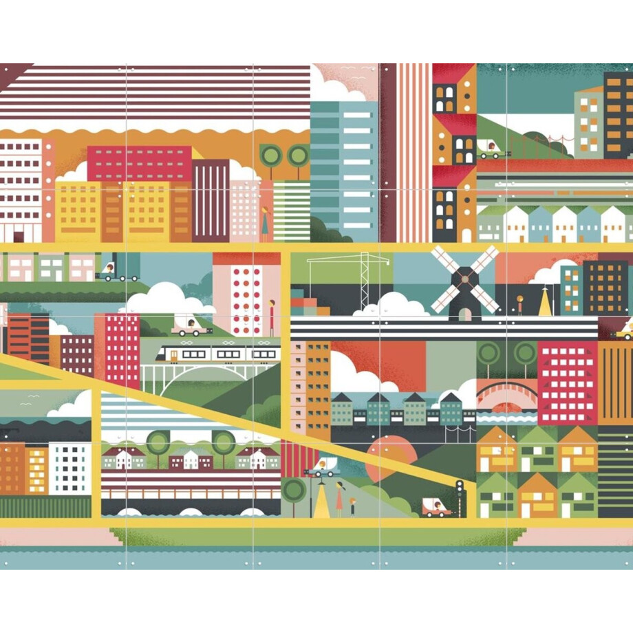 IXXI My Kind of Town, Studio Kars + Boom - 100 x 80 cm - Gratis ophangtool - Grote wanddecoratie en posters - Illustraties, Digitale Kunst, Grafisch afbeelding 1