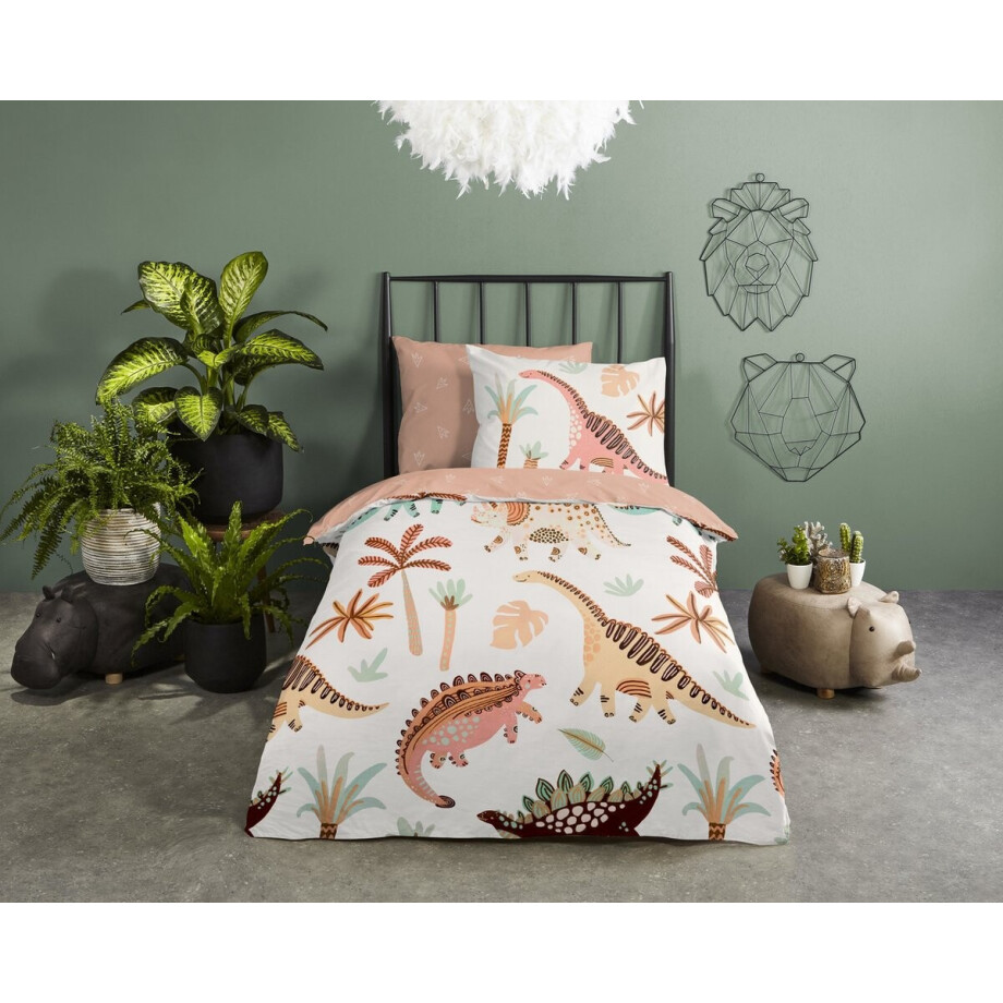 Good Morning dekbedovertrek dinosaurussen - Ledikant/ baby 100x135 cm - Multi - 100% Katoen renforce afbeelding 1
